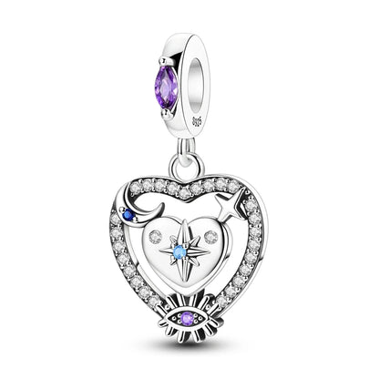 925 Sterling Silver Mom & Daughter Heart Charm – Mother's Day DIY Jewelry