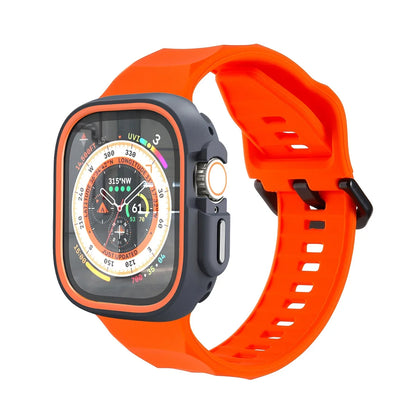 Smartwatch with an orange band on a white background