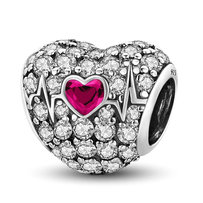 925 Sterling Silver Heart, Flower, Clover & Turtle Charm Bead – DIY Birthday Jewelry