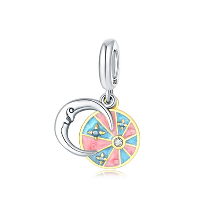 925 Sterling Silver Colorful Sun Moon Stars Dangle Charm – DIY Jewelry