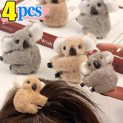 3D Plush Koala Hair Claw Clip – Cute Animal Barrette for Women & Girls