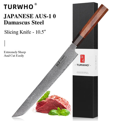 TURWHO Hand Forged Japanese Damascus Steel Chef Knife – Santoku, Sashimi & More