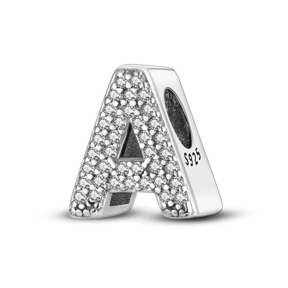 925 Sterling Silver 26 Alphabet Letters Charm Bead – DIY Birthday Jewelry