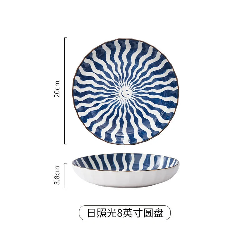 Japanese Ceramic Tableware Underglaze Color Dishes Rice Bowl