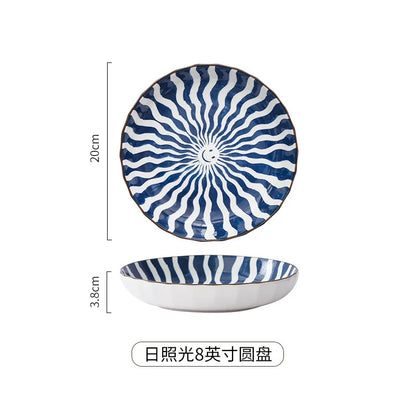 Japanese Ceramic Underglaze Rice Bowl – Colorful Tableware Dishes for Home & Restaurant