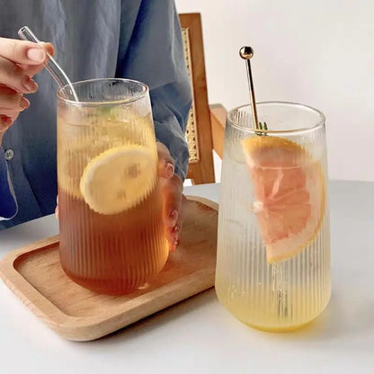 500ML Stripe Glass Cup – Wine Coffee Whiskey Beer Cocktail Drinking Glass