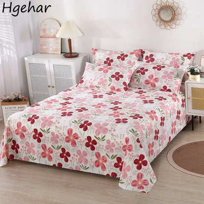 Floral Modern Princess Cotton Bed Sheet – Skin-Friendly Breathable Bedding for King & Queen Size