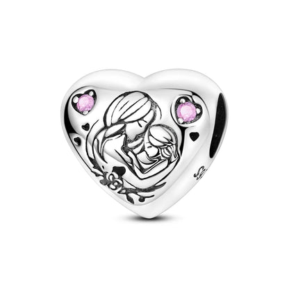 925 Sterling Silver Tree of Life & Peach Heart Charm Bead – Sweet Love DIY Jewelry
