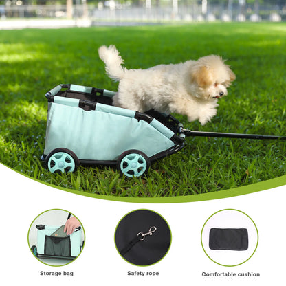 Compact Rotating Pet Stroller - 4-Wheel Foldable for Cats & Small Dogs - BeeTrendyShop.COM