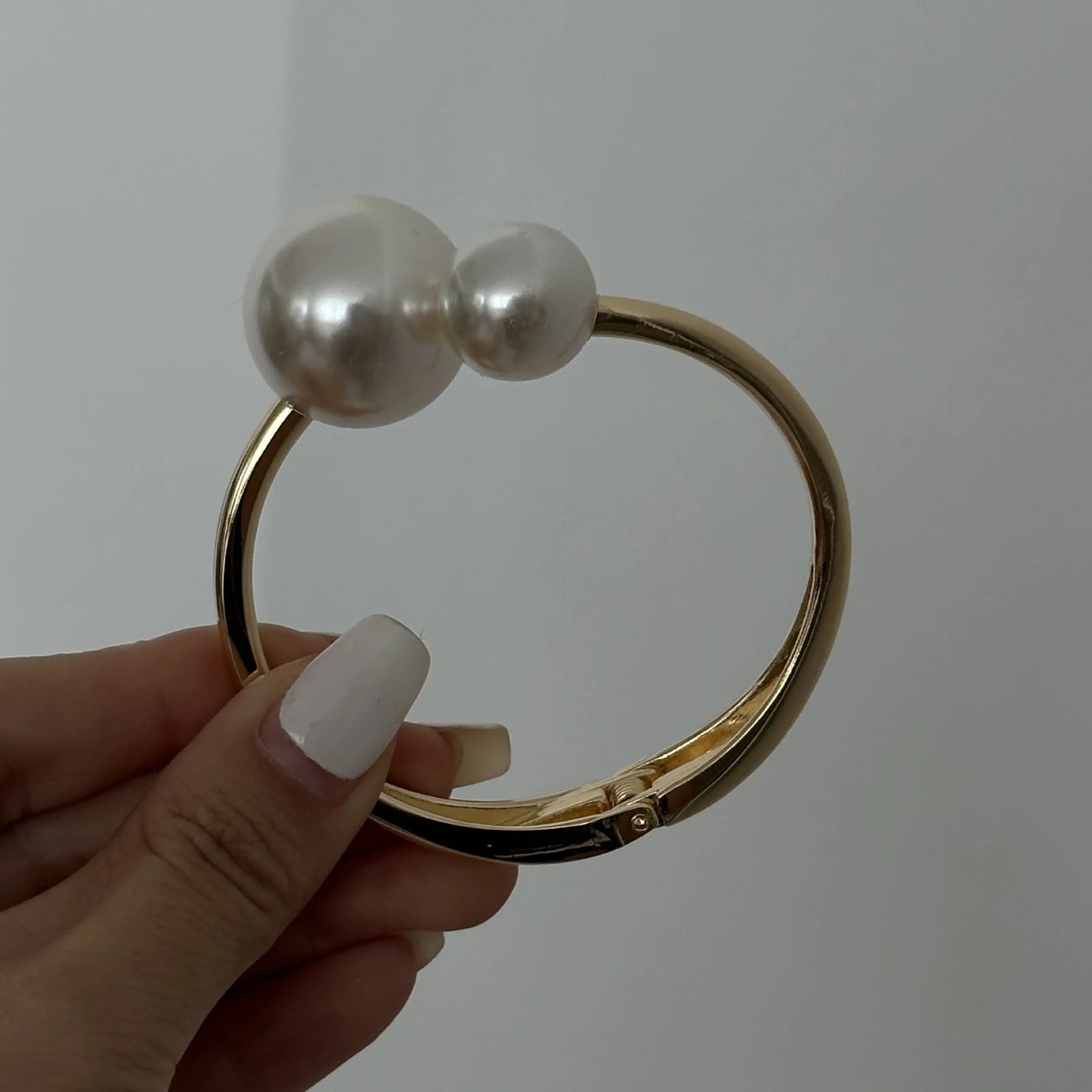Bracelet Vintage Pearl Wide Cuff Bangles Men Hip Hop Punk Gold Silver Color Geometric