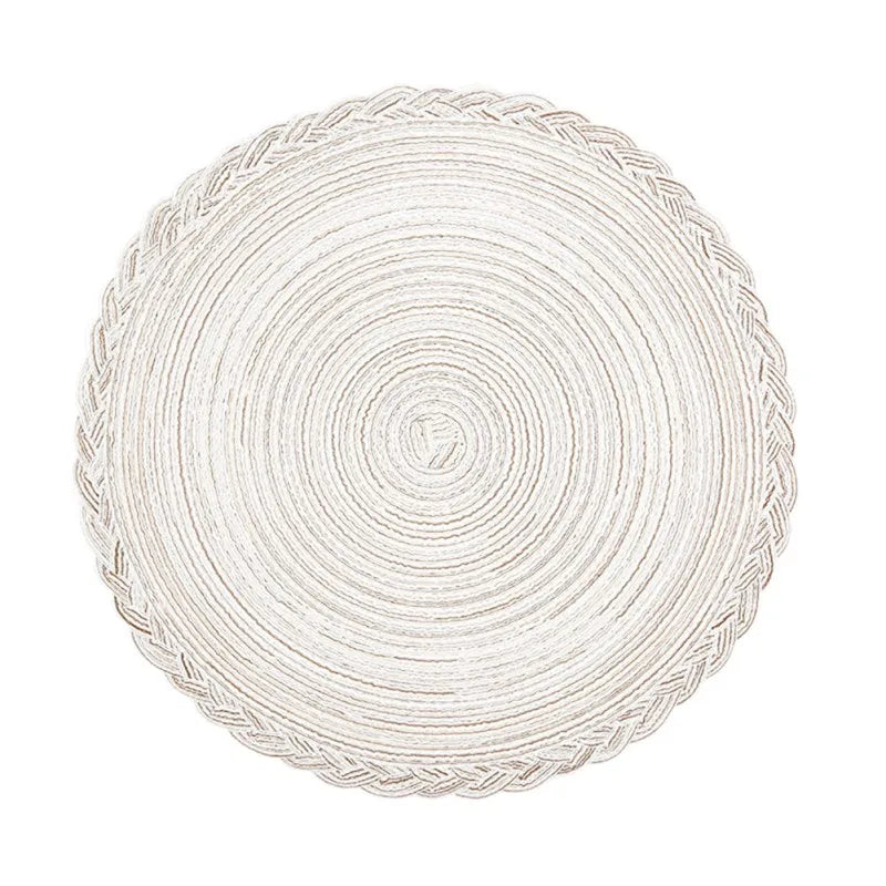 Round Braided Placemats 38cm – Woven Washable Non-Slip Table Mats for Dining | Set of 4