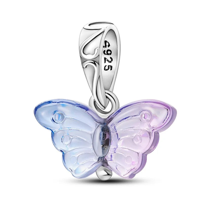 925 Silver Plating Colorful Butterfly Insect Animal Charms Beads Sparkling Zircon Fit Qikaola 925 Original Bracelets DIY Jewelry