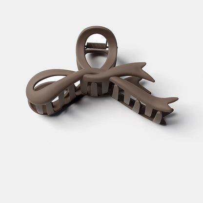 Matte Ribbon Bow Hair Claw Clip – Vintage Shark Ponytail Barrette for Women