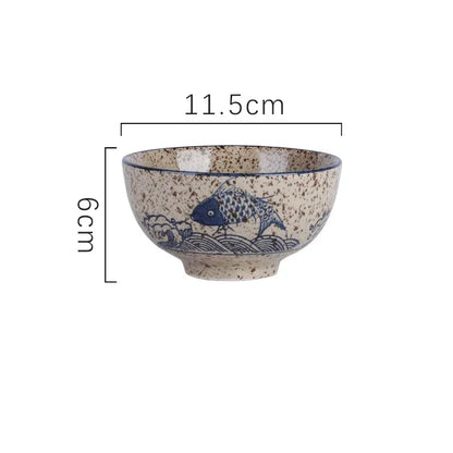 4.5-Inch Japanese Retro Ceramic Rice Bowl – Household Soup & Eating Dish