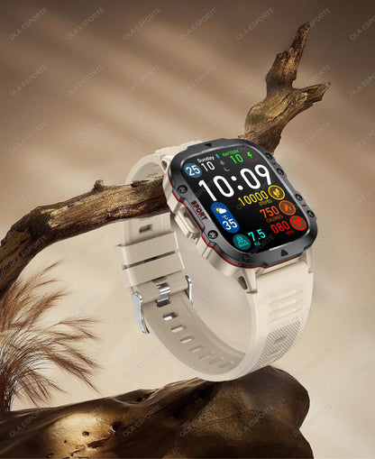 Military Smartwatch for Men – IP68 5ATM Waterproof, Outdoor Fitness Tracker, Health Monitor, Bluetooth