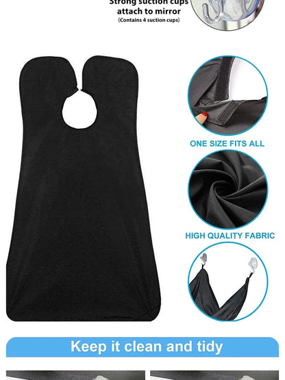 Men's Shaving Apron Beard Catcher Bib 110x70cm – Waterproof Cape with Suction Cups