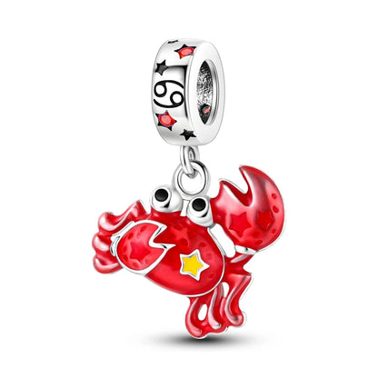 925 Sterling Silver Blue Crab & Red Lobster Charm Bead – Ocean DIY Jewelry