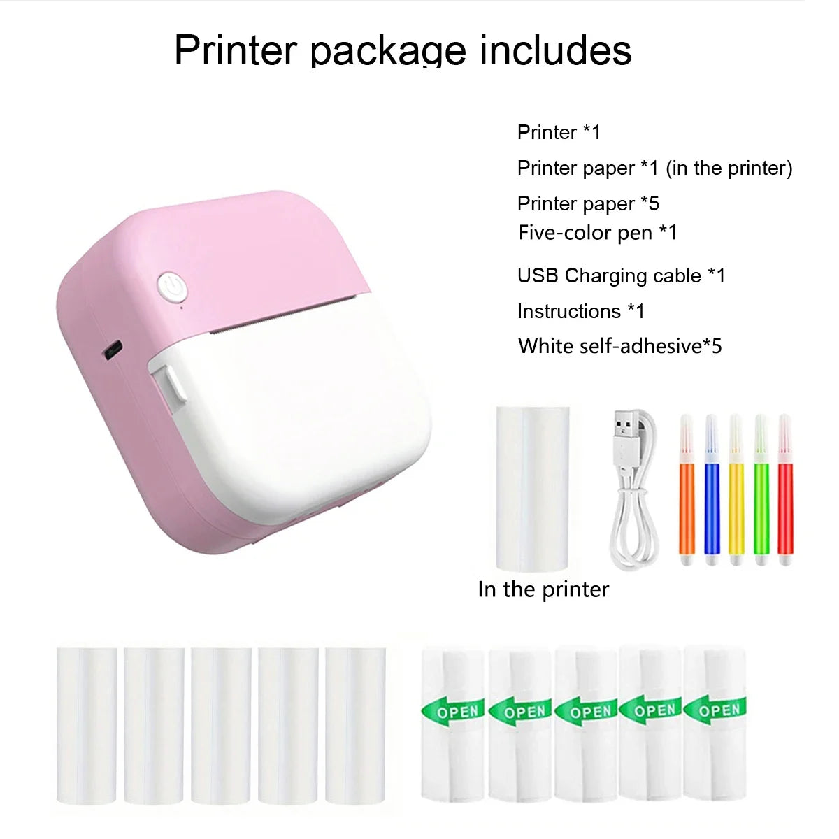 Mini Printer, Portable Thermal Photo Printer