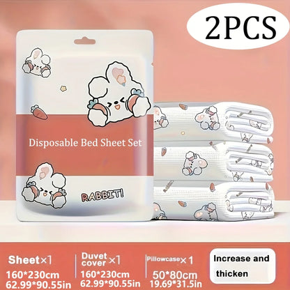 3-Piece Disposable Non-Woven Bed Sheet Set – Hypoallergenic Travel Bedding with Pillowcase & Fitted Sheet
