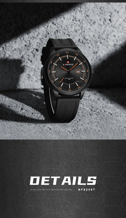 NAVIFORCE Men's Military Sport Watch – 30M Waterproof, Shockproof, Auto Date Display