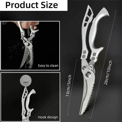 Laser Damascus Kitchen Knife Set – Cleaver, Santoku, Bread, Boning & Kitchen Scissors
