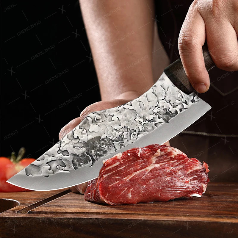Handmade Forged Meat Cleaver Chef Knives Butcher Boning Knife Kitchen Knives Fishing Knife Fruit Barbecue Knife with Cover