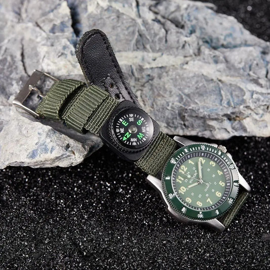 New Fashionable Minimalist Man Watch Luminous Canvas Strap Compass Mountaineering Watch Men's Quartz Watch relojes para hombres