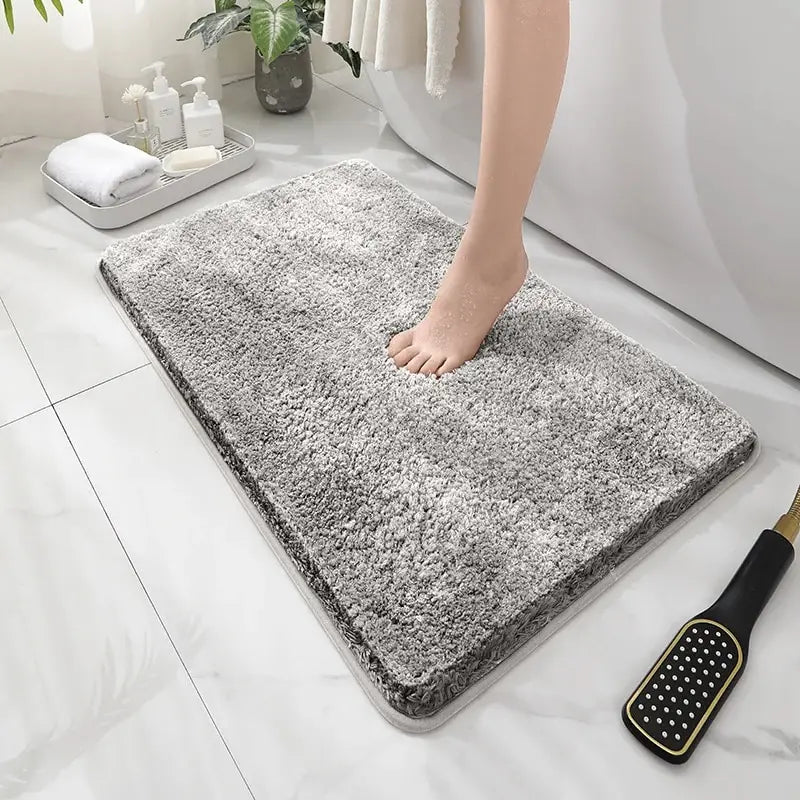 Modern Minimalist Solid Color Floor Mat, Square Long Plush, Thickened Absorbent Carpet, Bathroom Door Mat, Non Slip Mat - BeeTrendyShop.COM