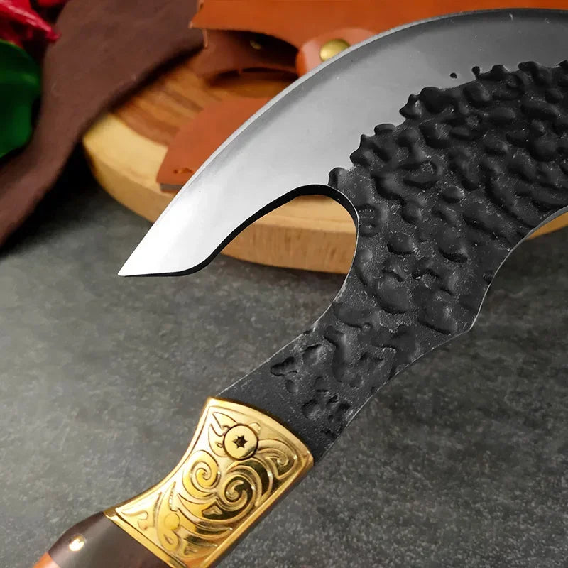 High Hardness Butcher's Knife BBQ Meat Fruit Cutting Utility Knife Professional Bone Chopping Axe Wood Handle Chef Slicing Knife