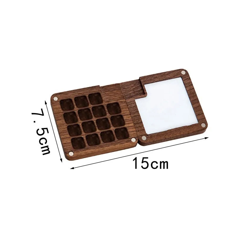 Empty Wooden Watercolor Palette Portable Mini Travel