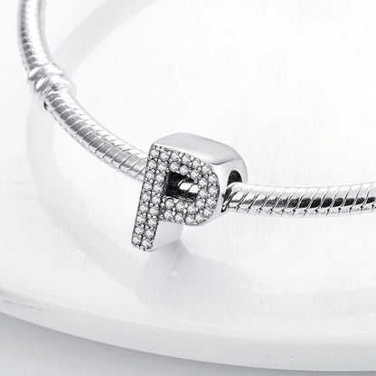 925 Sterling Silver 26 Alphabet Letters Charm Bead – DIY Birthday Jewelry