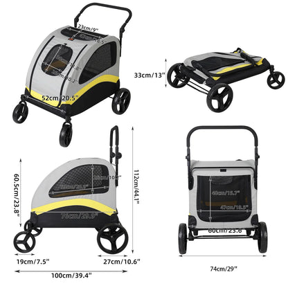 Premium 4-Wheel Dog Stroller - Foldable Pet Jogger for All-Size Dogs - BeeTrendyShop.COM