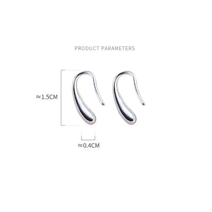 Silver Water Drop Stud Earrings – Simple Retro INS Jewelry for Women