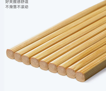 5/10-Pair Chinese Bamboo Chopsticks – Unpainted, Wax-Free, Anti-Slip Japanese Kitchen Utensils