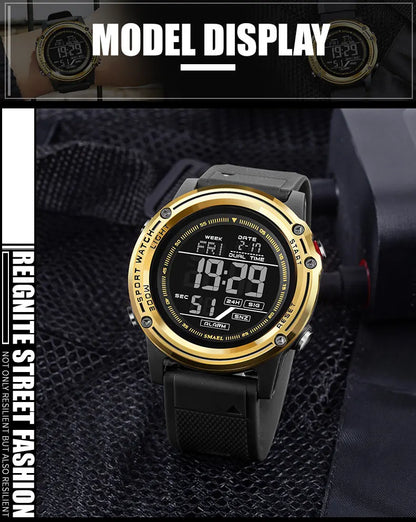 Men's Digital Sport Watch – 50M Waterproof, LED, Stopwatch, Military Tactical Wristwatch