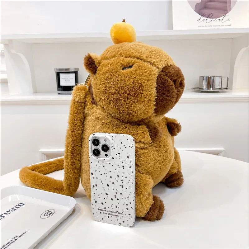 Cute Soft Plush Capybara Backpack Girl Fashionable Crossbody Bag for Women Kawaii Shoulder Bag for Children Gifts for Girlfriend - BeeTrendyShop.COM