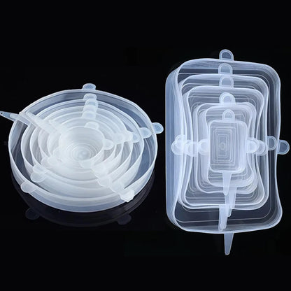 6-Piece Silicone Stretch Lids – Universal Microwave Food Covers & Elastic Bowl Caps