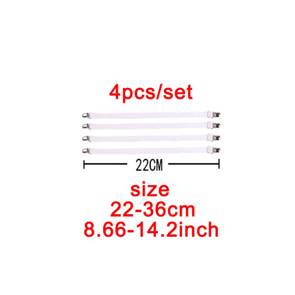 4-Piece Adjustable Elastic Bed Sheet Fastener Set – Sheet Grippers Belt & Mattress Cover Holder