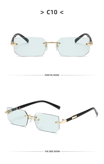 High Definition Blue Light Blocking Sunglasses – UV400 Rimless Square Eyewear