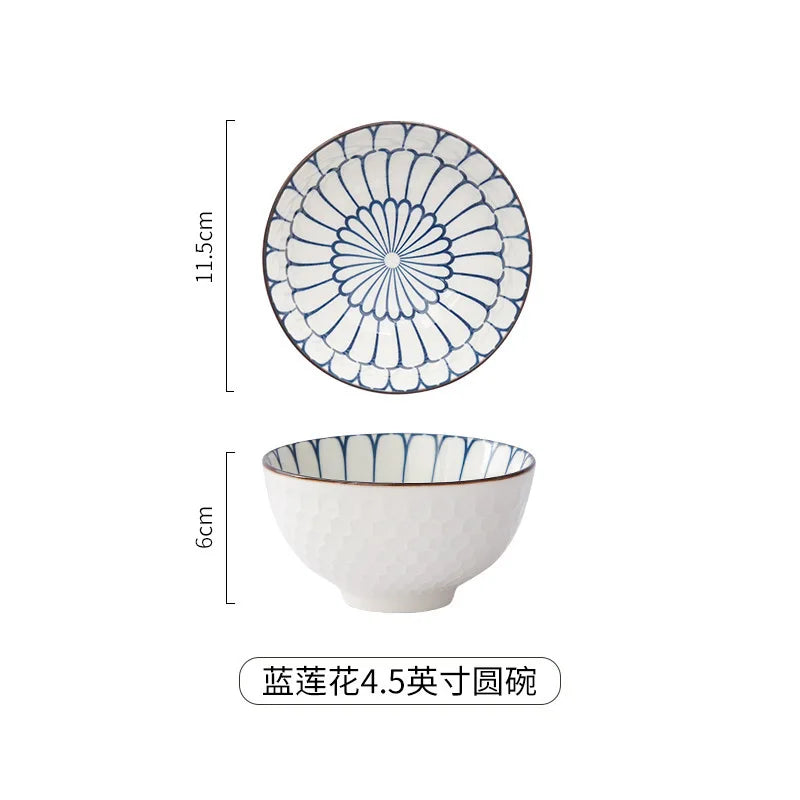 Japanese Ceramic Tableware Underglaze Color Dishes Rice Bowl