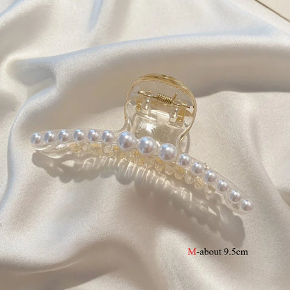 Korean Big Pearl Hair Claw Clip – Elegant Hairgrip Barrette for Women & Girls