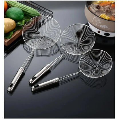 Stainless Steel Fry Basket & Oil Drain Skimmer – Wire Mesh Scoop for Deep Frying