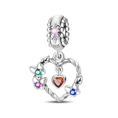 925 Sterling Silver Mom & Daughter Heart Charm – Mother's Day DIY Jewelry