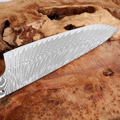 Japanese Damascus Chef Knife Blank – 8-Inch Full Tang Heat Treated DIY Knife Making Material