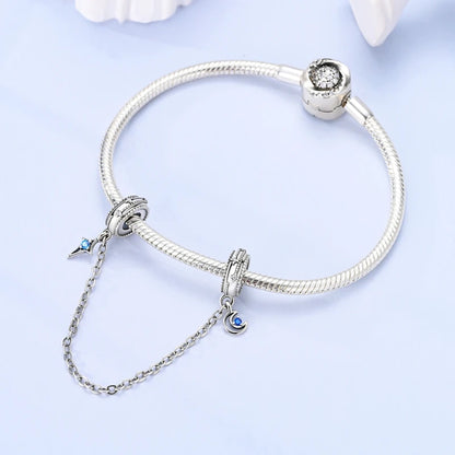 925 Sterling Silver Safety Chain Travel Charm Beads – Aircraft, Earth & Camera
