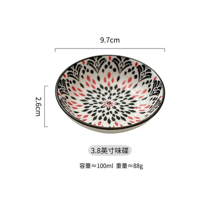 Bohemian Ceramic Sauce & Sushi Dipping Dish – Seasoning Plate for BBQ, Sashimi & Desserts