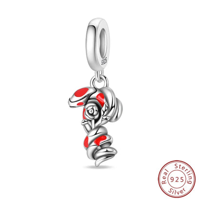 925 Sterling Silver Red Wine, Chili & Dumbbell Charm Bead – Fun DIY Jewelry