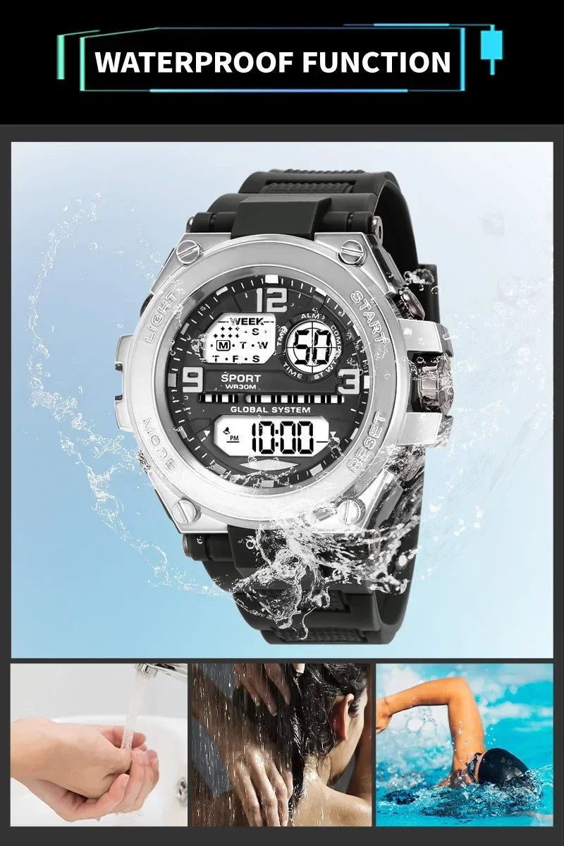 Men's Sports Watches 30M Waterproof Multifunction Clock Outdoor Military Digital Watch Smart Electronic Wristwatch for man Kids