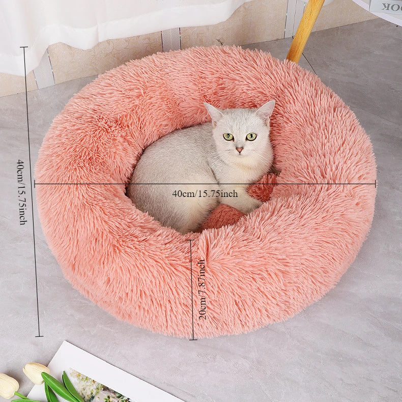 Winter Plush Pet Nest - Washable Round Bed for Cats and Dogs