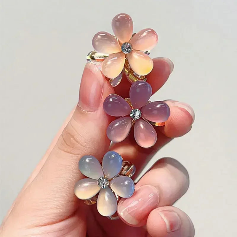Mini Flower Hair Claw Clips – Colorful Opal Hairpins for Women & Girls (1/10Pcs)